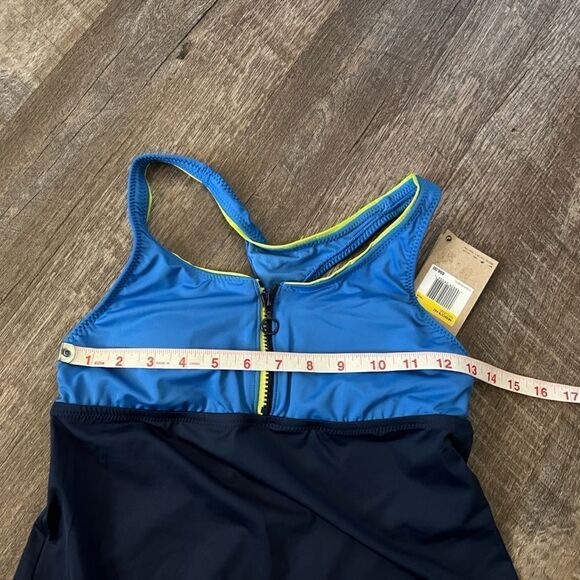 Nike Colorblock Racerback Tankini Top-Small - Picture 5 of 7
